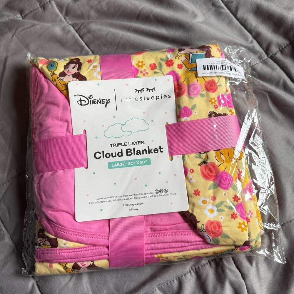 Little Sleepies Disney Princess Belle Triple Layer Cloud Blanket Large 50" x 50"